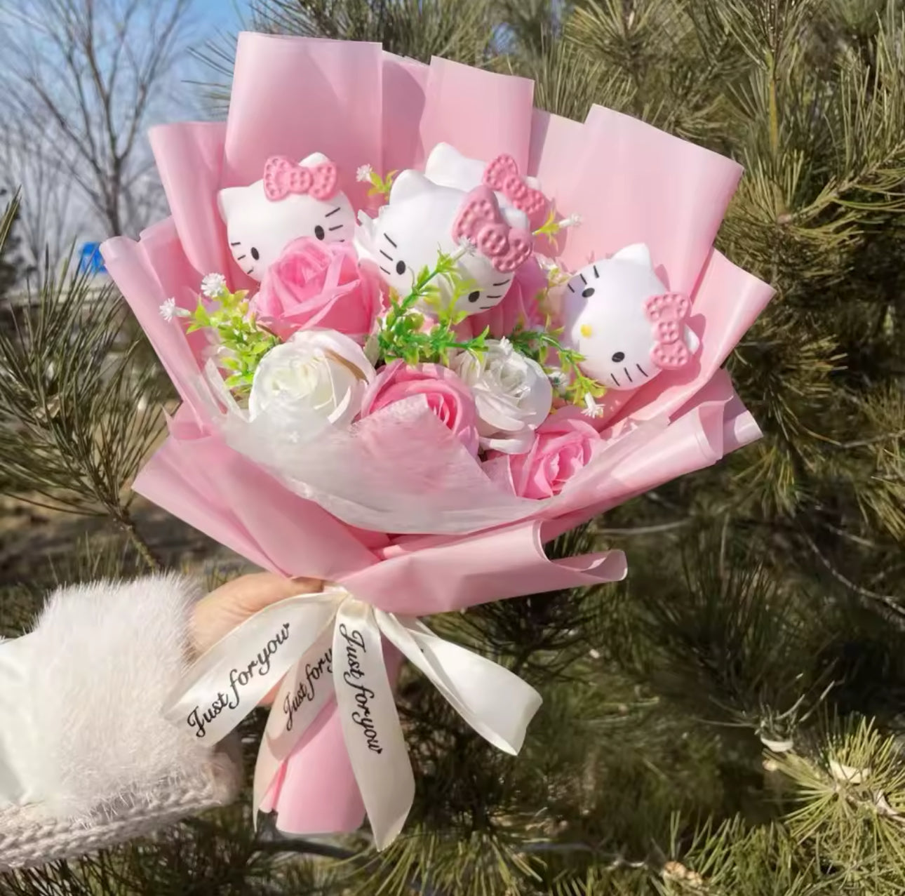HK Pink Rose Flower Bouquet