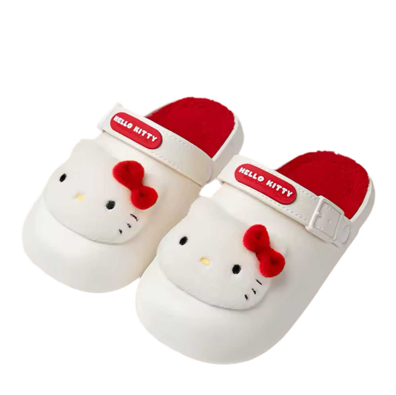 HK Slippers White and Red