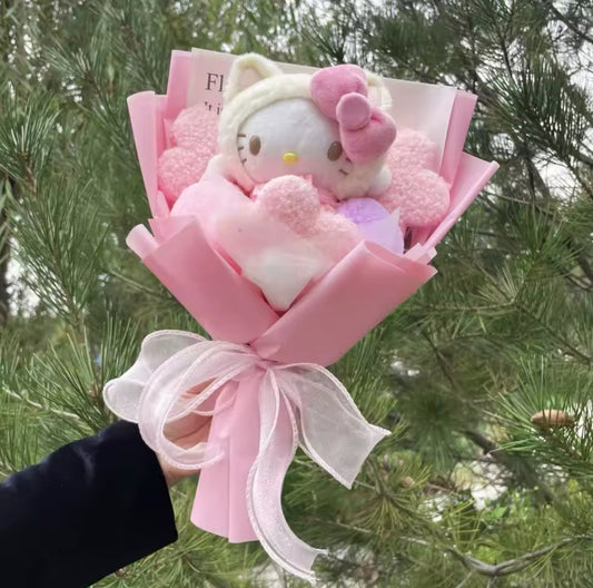 HK Furry Pink Vail Flower Bouquet