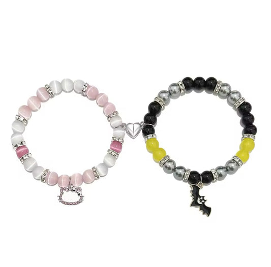 HK Spider man Black & Yellow , Pink Matching Bracelet