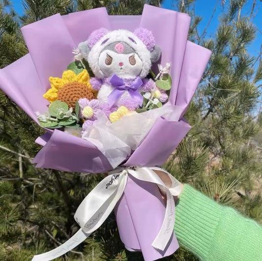 Ku-romi Purple bow Flower Bouquet