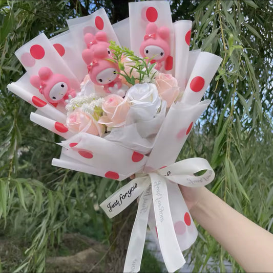 Melody Polka Dot White Vail Flower Bouquet