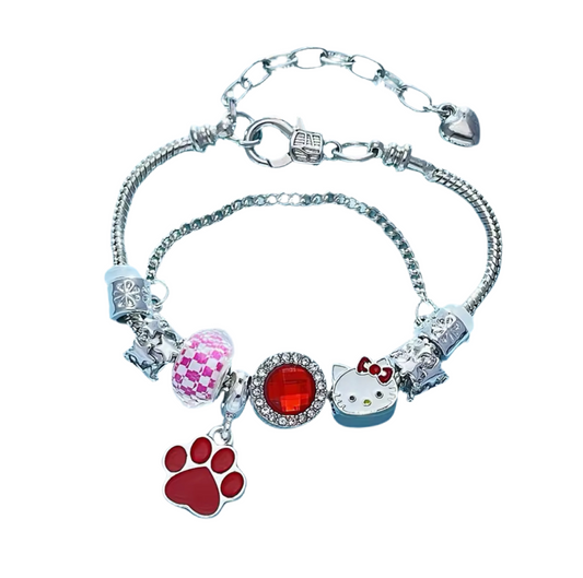 Silver - Red  HK Pandora Bracelet